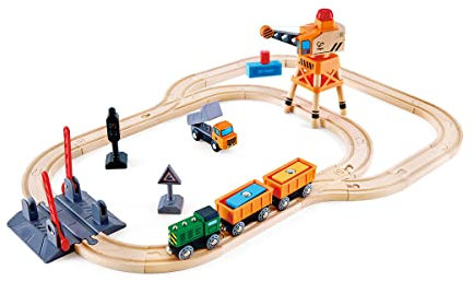 Hape Eisenbahnwelt Bahnübergang & Kran-Set, ab3 Jahren