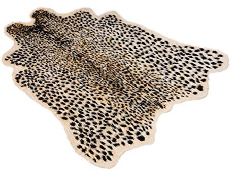 Demiawaking Leopard Print Faux Fur Sheepskin Rug Soft Shaggy Area Rugs Floor Carpet Mats for Bedroom Living Room Sofa 100 x 94 cm