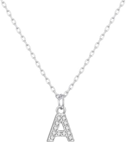 Philip Jones Pave Initial Necklace Letter A Created with Zircondia® Crystals