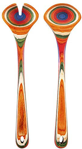 Totally Bamboo Baltique Marrakesh Collection Wooden Salad Serving Utensils Set, 11-3/4 Long