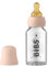 BIBS Baby Glass Bottle. Anti-Colic. Round Natural Rubber Latex Nipple. Supports Natural Breastfeeding, Complete Set - 110 ml, Blush