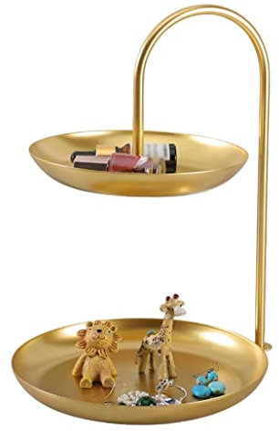 KITCISSL Vide Poche Entrée Double Étagère Décoratif pour Divers Rouge À Lèvres, Cosmétique, Montres, Téléphone, Weed - Présentoirs Vide Poches pour Bijoux (Couleur : Golden A)