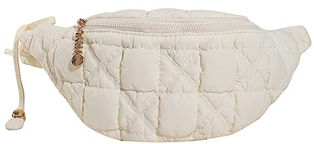 Lushandy Sac à bandoulière matelassé, sac à bandoulière matelassé léger en nylon matelassé, A - Blanc