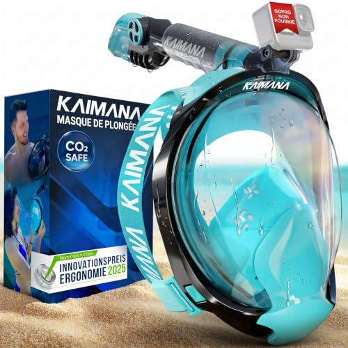 KAIMANA® Masque Plongée Adultes et Enfantes | Snorkeling Intégral Anti-Buée CO2 Safe | Tuba Adulte | Sac de Transport Inclus