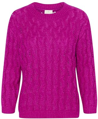 KAFFE Jersey con diseño de Punto Recortado para Mujer, Fucsia, L