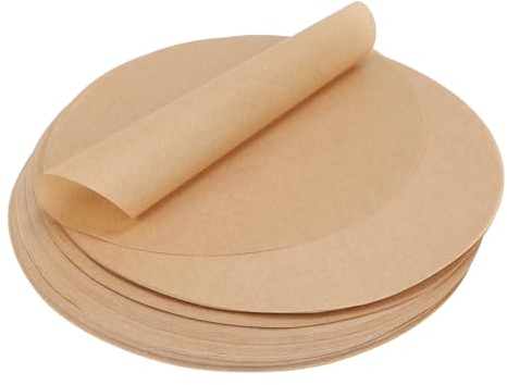 SWAWIS 150 Pezzi Carta Forno Tonda, Ø26cm Pergamena Rotonda Carta, Antiaderente Carta da Forno Tondo, Impermeabile Carta Forno per Friggitrice Ad Aria Padelle Torta BBQ Pizza(Marrone)