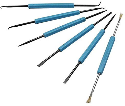 Ensemble d'outils à main d'aide à la soudure - Composants électroniques pour soudage, meulage, nettoyage, réparation - Poignée de couleur bleue - Kit d'accessoires de soudage