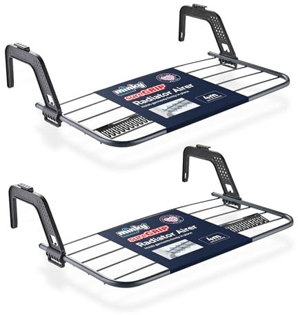 Minky Sure Grip 2 Pack Radiator Airer, Clothes Airer with Adjustable Arms, Non-Slip & Durable Clothes Dryer Rack, Hanging Drying Rack, Over Radiator Towel Rail, Made in The UK