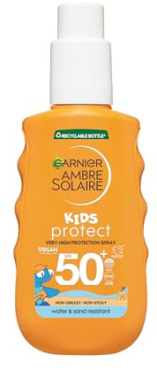 Garnier Ambre Solaire Sun Spray SPF50 Hydra Kids, High UVA UVB Protection, Water Resistant, Does Not Stick to Sand, Non-Greasy, Fast Absorbing, Easy Apply & Quick Absorption, 150ML