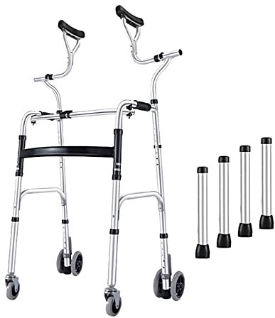 Andador liviano con Ruedas, Andador de Movilidad Plegable Enrollable Extra Alto para Personas de 155 a 185 cm de Altura, con cómodo reposabrazos y Tubo Ajustable