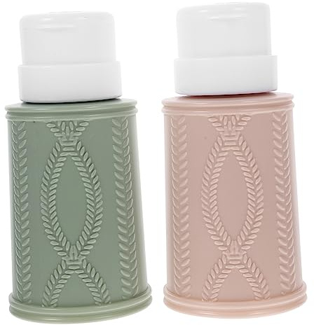 minkissy 2 Pack Refillable Pump Bottles Push Down Nail Polish Remover Dispensers Leak-Proof Empty Liquid Pump Bottle