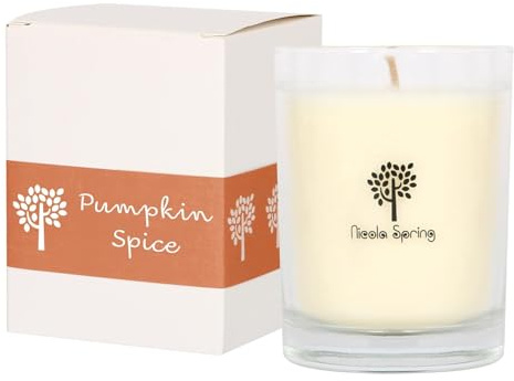 Nicola Spring Duftkerze aus Sojawachs im Glas - 160g - Kürbisgewürz - 1x Klein Einzeldocht Geburtstag Weihnachten Muttertag Valentinstag Aromatherapie Geschenk Geschenke | 28 Stunden Brenndauer