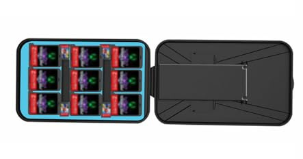 Supporto pieghevole per Switch 2 per Switch OLED, supporto multi-angolo regolabile con 9 slot per giochi e 4 schede SD, espositore portatile da tavolo per NS2 e per NS OLED (blu)