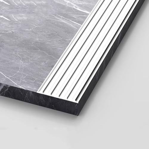 Stair Edge Protector Grooved Aluminum Staircase Step Treads Edging Protector 3.3ft Door Floor Trim/Vinyl or Tiled Floors, Seam Cover(Silver,50mm/2in)