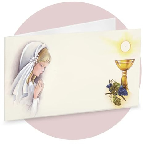 Ingrosso e Risparmio Lot de 40 cartes de première communion personnalisées pour dragées, marque-place, sacs à dragées, pour fille, femme, en forme de gobelet, ostie, sacré, petite fille