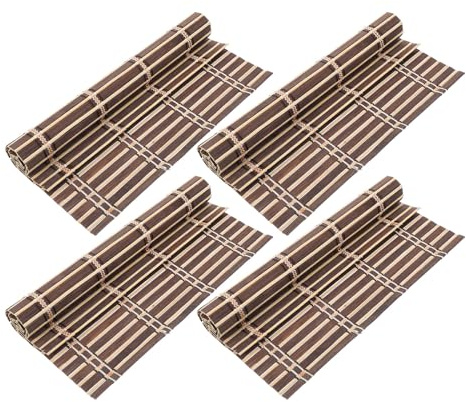 ARTIBETTER Set 4 Tovagliette Rettangolari in Bambù Naturali, Antiscivolo e Resistenti al Calore, Sottopiatto Rustico per Tavolo da Pranzo, per Feste, Casa e Ristoranti