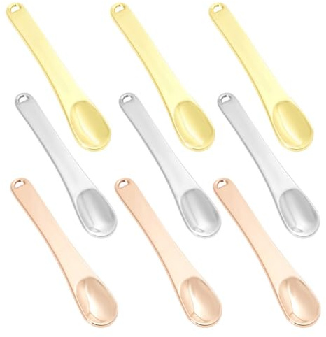 Ciieeo Lot de 9 Cuillères à Crème Yeux en Métal – Spatules Cosmétiques Multifonctions pour Masque Facial et Maquillage, Finition Or, Argenté et Rose Doré – Accessoires Beauté pour Soin