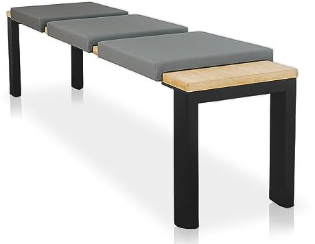 Lycce Bankauflage Klemmkissen 2 Leisten, Sitzkissen Kunstleder grau, Banktiefe 40 cm