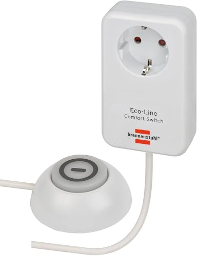 Brennenstuhl Eco Line Comfort Switch Adapter (Steckdose mit beleuchtetem Hand-/Fußschalter, mit Kinderschutz, 1,5m Kabel) 5 Stück