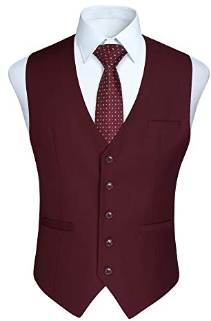 HISDERN Herren Formale Hochzeit Party Weste Baumwolle Einfarbig Weste