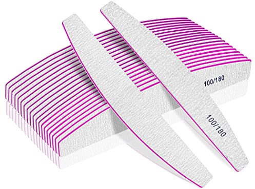 Lime à Ongles Professionnelle,Lot de 12 limes à ongles professionnelles-Double-face-lime 100/180 Grain,pour la combinaison de gel pour les ongles pour salon de manucure et maison