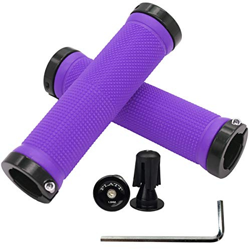 PLATT Bike Handlebar Grips with Aluminum Lock Non-Slip Rubber Bicycle Handle Grip for MTB/BMX