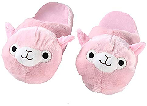 SHIXIAOSHU Flamingo alpaca erba fango cavallo cartone animato pantofole in cotone autunno e inverno pantofole calde peluche coperta (38/42 EU, Alpaca rosa, numeric_38)