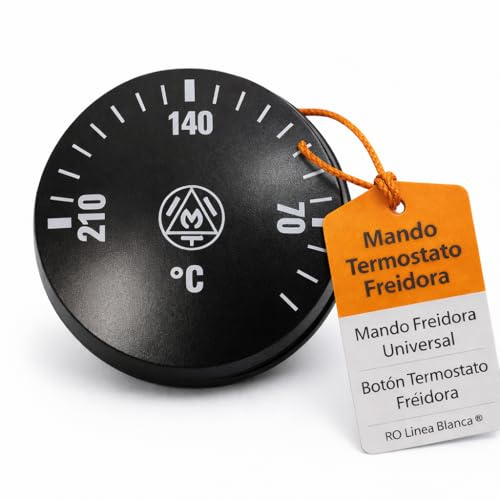 RO Linea Blanca ® Mando Termostato Freidora Negro TR-2 0-210C Diametro 42mm Eje 6x4.6mm Boton Control Temperatura Recambio Universal Compatible con Freidoras Industriales Domesticas Hosteleria Pro