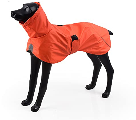 BlackDoggy Hunde-Regenjacke, PU-Material Wasserdicht & Verstellbar, mit Reflektierenden Rändern, Leinenkompatibel für Regen-Spaziergänge (3XL, Orange)