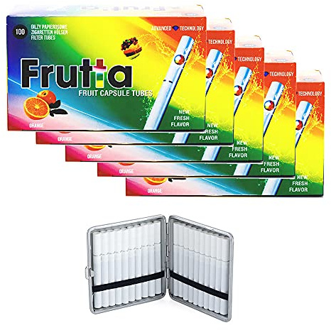 Sunmondo Frutta Click Zigarettenhülsen Orange – 500 Stück (5 × 100) inkl. Etui