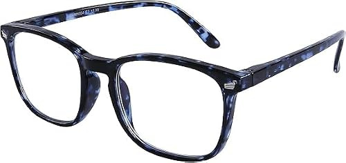 DOOViC Lesebrille Blaulichtfilter Blau/Eckig Rahmen Große Gläser 1,0 | Stylisch Computerbrille Brille mit Sehstärke für Herren/Damen