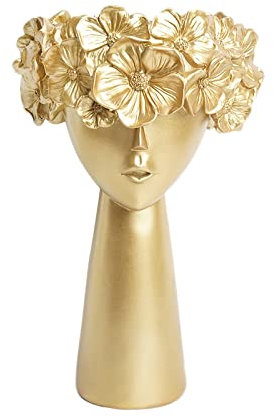 perfk Frauen-Blumenvase, menschliches Gesicht, geformte Kunst, kreativer dekorativer Blumentopf für Aufenthaltsraum, Geschenk, Golden