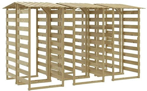 vidaXL 6X Kiefernholz Imprägniert Pergola mit Dach Unterstand Überdachung Kaminholzregal Brennholzregal Feuerholzregal Garten 100x90x200cm