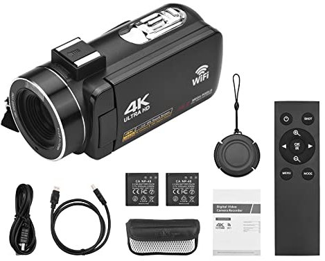 Andoer Videocamera digitale 4K Videocamera WiFi Registratore DV 56MP Zoom digitale 18X Touch Screen IPS 3.0 Pollici Supporta il rilevamento del viso visione notturna IR Anti-tremore