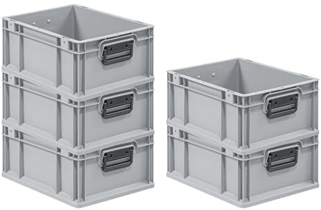 PROREGAL SparSet 5x Eurobox NextGen Portable Duo | HxBxT 17x30x40cm | 16 Liter | Eurobehälter, Transportbox, Transportbehälter, Stapelbehälter