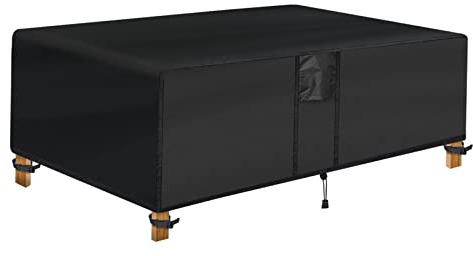 SUPERHOLD Outdoor Coffee Table Cover - Waterproof Rectangular Patio Coffee Table Cover (42L x 24W x 18H inches, Black) Outdoor Small Side Table Cover Patio Furniture Covers for Outdoor Furniture