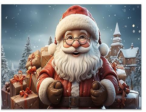 SHYAMIC Bilder Weihnachten Leinwandbild Kunstdruck, Weihnachtsmann Wandbild X-Mas Fenster Fotodruck Kunstdruck Leuchtbild, Weihnachten Winteridylle Effekt - 20x30cm Ungerahmt