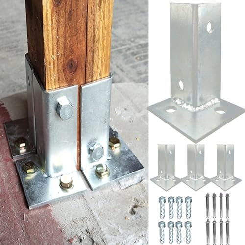 Pergola-Pfostensockel, robuste Pfostenanker, Holzpfostenstützsockel, for 70x70mm großes Holz, Pergola, Pavillon, Deck, Geländer-Kit-Hardware (Color : 70x70x100 mm(2.8x2.8x4 in), Size : 4 Pcs)