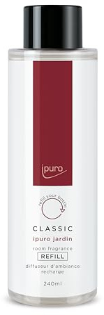 ipuro Classic Raumduft Nachfüllflasche JARDIN 240ml | Raumerfrischer Limette, Bergamotte, Magnolie & Rose, Nelke & Amber, Exotischer Garten Duft | Nachfüller für Diffuser + Stäbchen