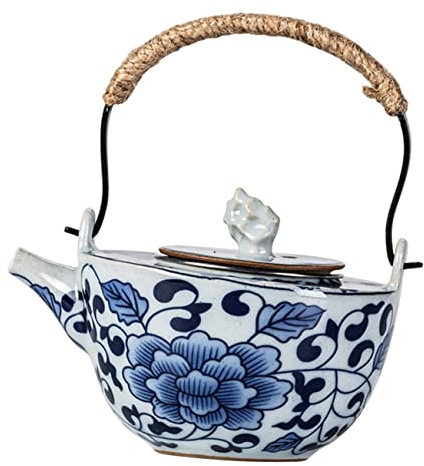 Teiera in porcellana bianca e blu Teiera con fischio Piano cottura Caffettiera Teiera in fiore Teiera rana Stufa portatile Teiera in stile cinese Ceramica a induzione per ufficio Piccola teiera
