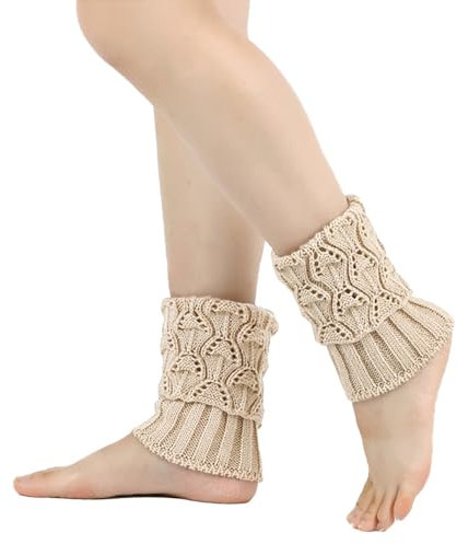 Aublinto Damen Stulpen Beinwärmer Beinstulpen Stulpen Legwärmer Strümpfe Kurze Strick Beinstulpen Gestrickte Weich und Bequem Beinlinge zum jeden Tag Tanzen Sport Gym Bergtouren