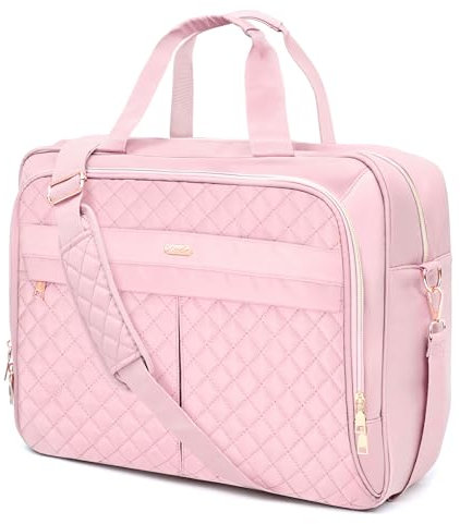 WIRABO 17,3 Zoll Laptoptasche Damen, Laptop Bag, Wasserdichte Aktentasche für Geschäftsreisen, Schule, Arbeitstasche, Rosa/Hellviolett