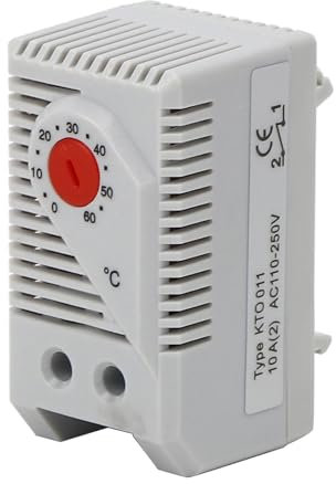 Hominas Termostato Mecánico 0-60 ℃ Ajustable, Interruptor De Termostato Calefaccion Controladores De Temperatura Eléctrico Mecánico para Calentadores De Ventiladores, Rojo