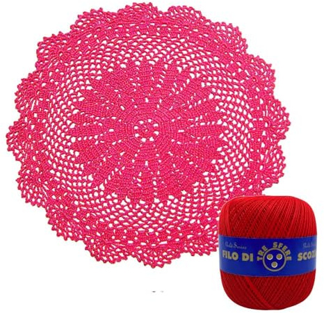 Rot Hakeldeckchen rund aus Baumwolle 27 cm (30CN) - Made in Italy