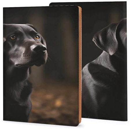 Leder-Notizbuchhülle, strapazierfähige Buchumschläge, schwarzer Labrador-Druck, wasserdicht, schützt Notizbücher, Bücher und geeignet für Büro und Schule