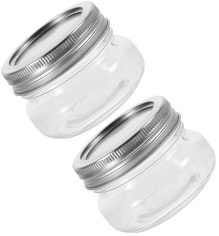 SECFOU 2pcs Small Glass Pickling Jars Airtight Lids for Overnight Oats Kitchen Storage Mini Jam Jars Lids