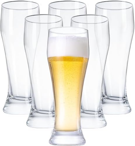 MMCCHB Juego de vasos de cerveza (paquete de 6), juego de bebidas de vidrio de 14.7 onzas, adecuado para refrigeración y conservación, vasos de cerveza altos y cristalería