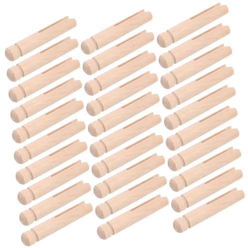 Veemoon 50 Pinces à Linge en Bois Naturel Rondes de 75mm, Lot de 50 Pièces, pour Projets DIY et Artisanat Prise Ferme et Design Unique