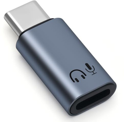 BORLTER CLAMP Adattatore da Lightning a USB-C per cuffie con supporto del controllo di linea, adattatore audio da Lightning a USB-C per con iPhone 16/15, iPad e altri connettori audio Type-C, grigio