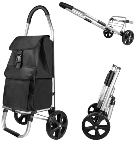 VickyHome Einkaufstrolley - 40 Liter - Extra Große Reifen Faltbar Einkaufskorb Korb Einkaufen Einkaufstrolley Faltbar, Klappbar Tasche Abnehmbar, Treppensteiger Trolley Zum Shopping